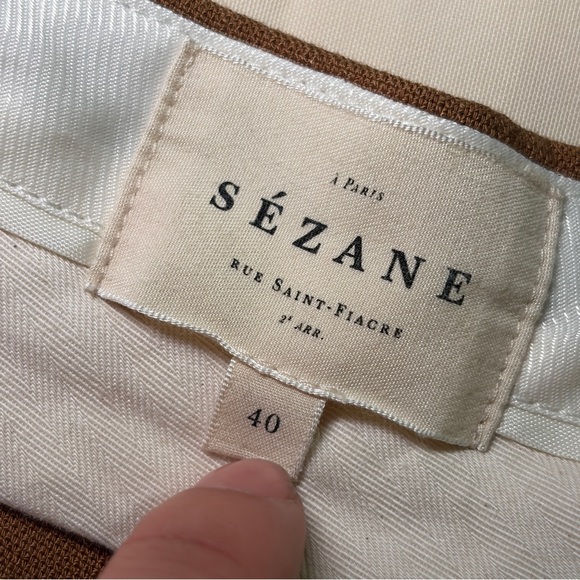 Sezane- Emilio Trousers in Brown Hazelnut Size FR 40 / US Large Crop Ankle - Picture 8 of 9